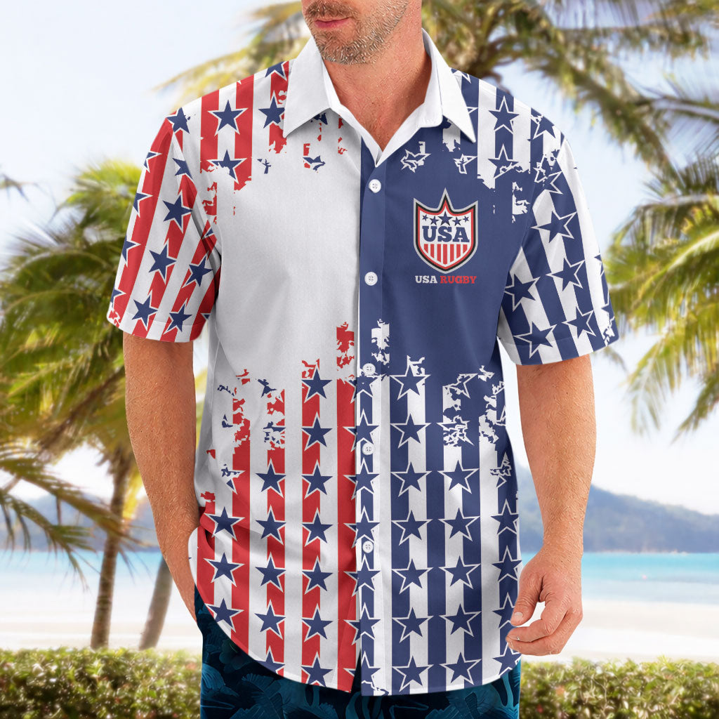 2026 Rugby Nations Series Custom United States Hawaiian Shirt Red Star And Stripes Pattern