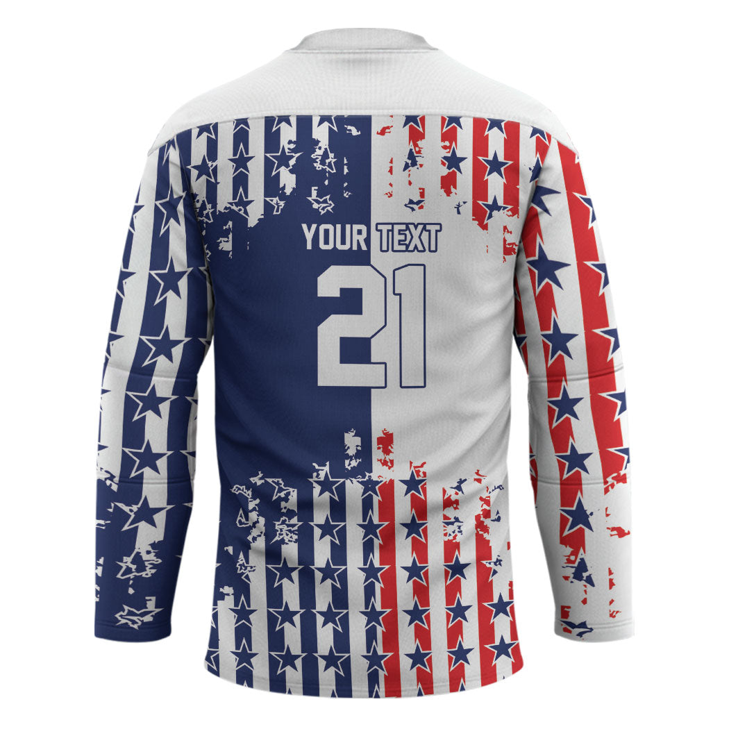 2026 Rugby Nations Series Custom United States Hockey Jersey Red Star And Stripes Pattern