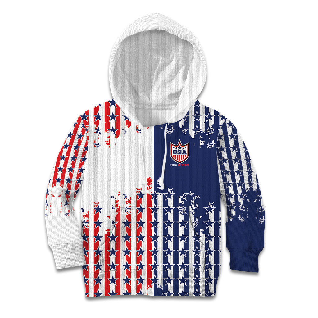 2026 Rugby Nations Series Custom United States Kid Hoodie Red Star And Stripes Pattern
