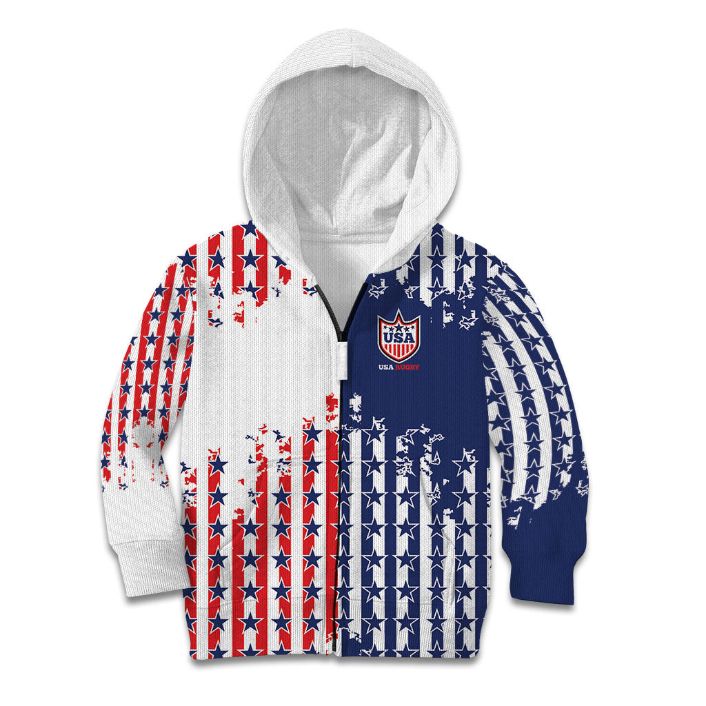 2026 Rugby Nations Series Custom United States Kid Hoodie Red Star And Stripes Pattern