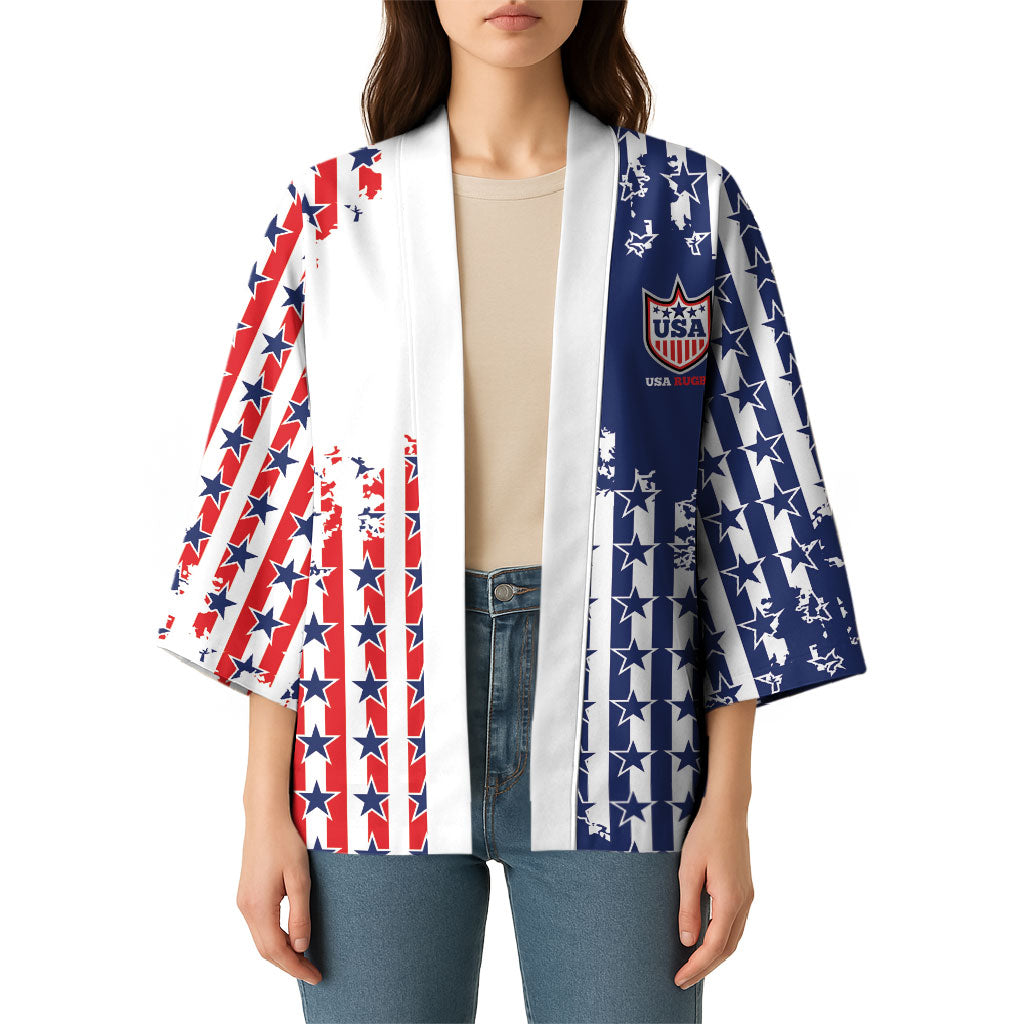 2026 Rugby Nations Series Custom United States Kimono Red Star And Stripes Pattern