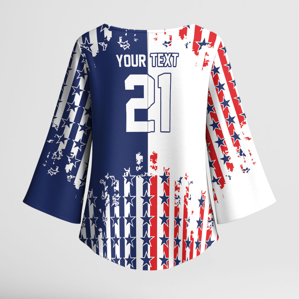 2026 Rugby Nations Series Custom United States Kimono Sleeve Blouse Red Star And Stripes Pattern