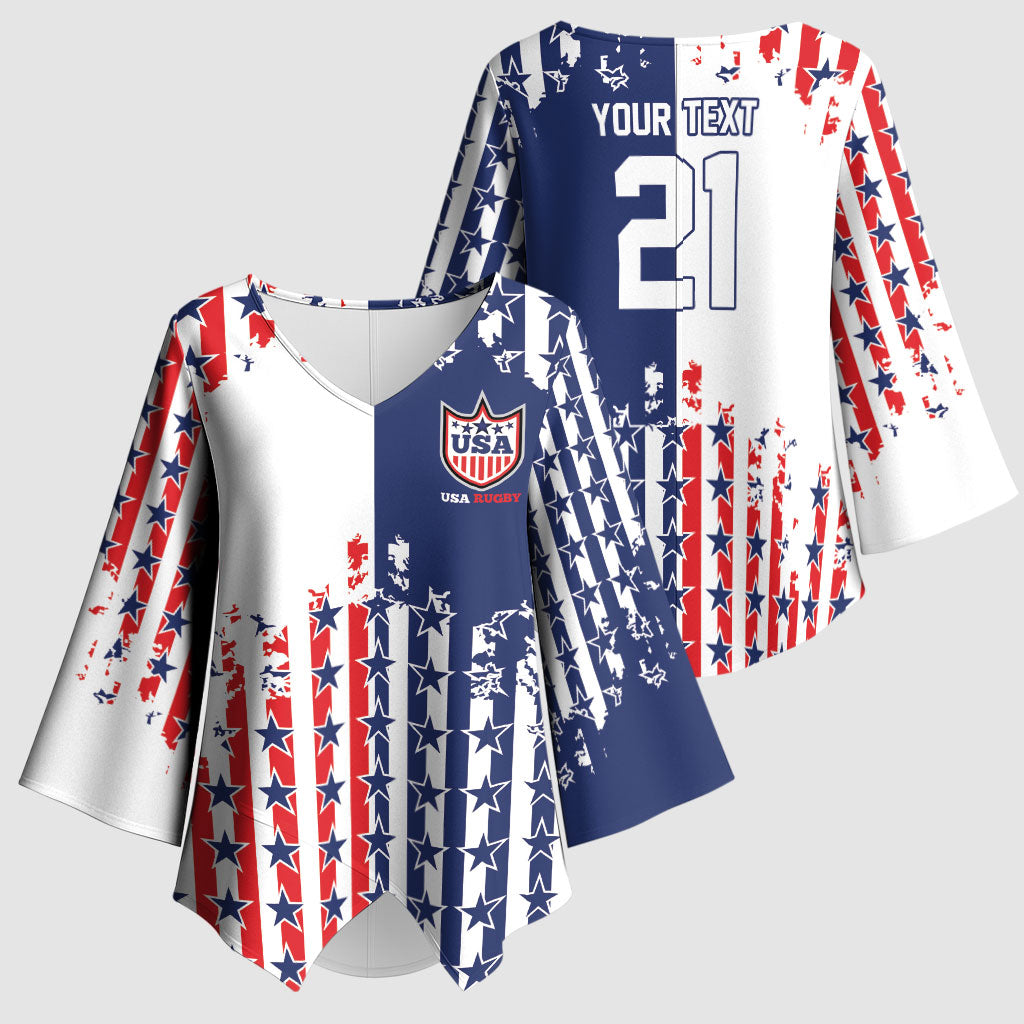 2026 Rugby Nations Series Custom United States Kimono Sleeve Blouse Red Star And Stripes Pattern