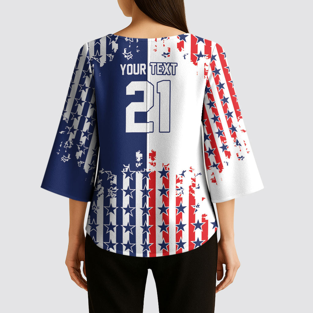 2026 Rugby Nations Series Custom United States Kimono Sleeve Blouse Red Star And Stripes Pattern