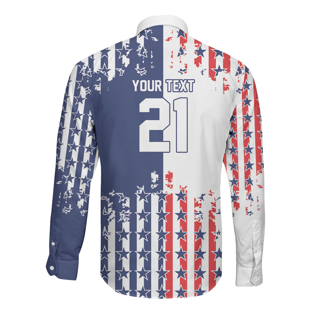 2026 Rugby Nations Series Custom United States Long Sleeve Button Shirt Red Star And Stripes Pattern
