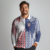 2026 Rugby Nations Series Custom United States Long Sleeve Polo Shirt Red Star And Stripes Pattern