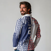 2026 Rugby Nations Series Custom United States Long Sleeve Polo Shirt Red Star And Stripes Pattern