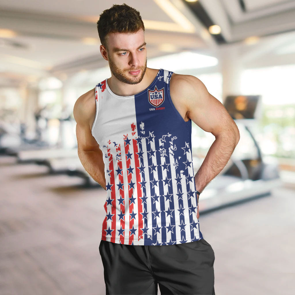 2026 Rugby Nations Series Custom United States Men Tank Top Red Star And Stripes Pattern