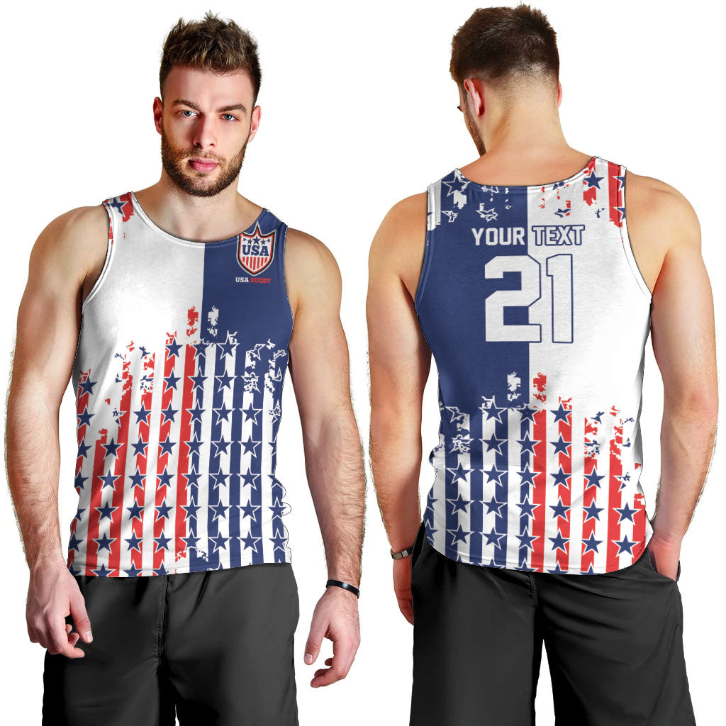 2026 Rugby Nations Series Custom United States Men Tank Top Red Star And Stripes Pattern