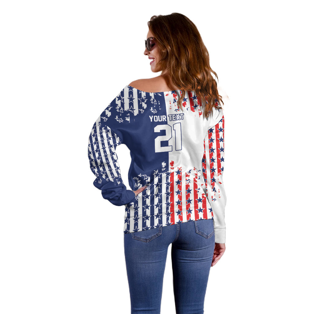 2026 Rugby Nations Series Custom United States Off Shoulder Sweater Red Star And Stripes Pattern