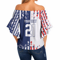 2026 Rugby Nations Series Custom United States Off Shoulder Wrap Waist Top Red Star And Stripes Pattern
