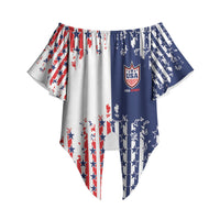 2026 Rugby Nations Series Custom United States Off Shoulder Wrap Waist Top Red Star And Stripes Pattern