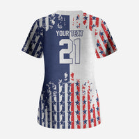 2026 Rugby Nations Series Custom United States Scrub Top Red Star And Stripes Pattern