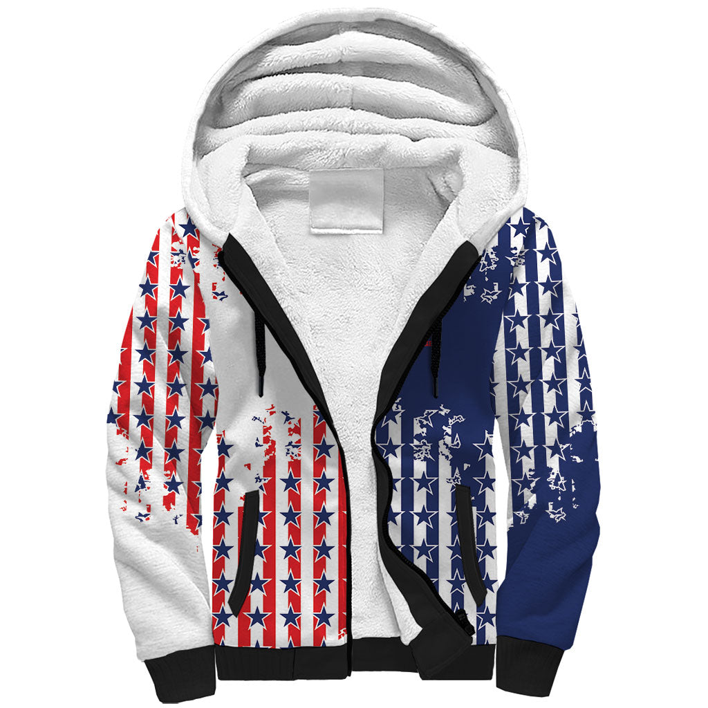 2026 Rugby Nations Series Custom United States Sherpa Hoodie Red Star And Stripes Pattern