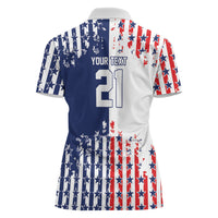 2026 Rugby Nations Series Custom United States Women Polo Shirt Red Star And Stripes Pattern