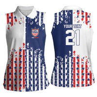 2026 Rugby Nations Series Custom United States Women Sleeveless Polo Shirt Red Star And Stripes Pattern