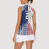 2026 Rugby Nations Series Custom United States Women Sleeveless Polo Shirt Red Star And Stripes Pattern