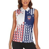 2026 Rugby Nations Series Custom United States Women Sleeveless Polo Shirt Red Star And Stripes Pattern
