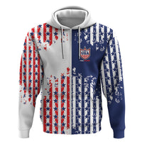 2026 Rugby Nations Series Custom United States Zip Hoodie Red Star And Stripes Pattern