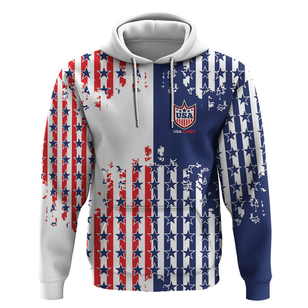 2026 Rugby Nations Series Custom United States Zip Hoodie Red Star And Stripes Pattern