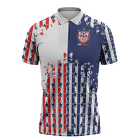 2026 Rugby Nations Series Custom United States Zipper Polo Shirt Red Star And Stripes Pattern