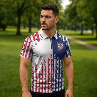 2026 Rugby Nations Series Custom United States Zipper Polo Shirt Red Star And Stripes Pattern