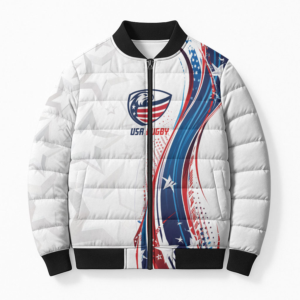 2026 Rugby Nations Series Custom United States Bomber Puffer Jacket Bald Eagle Heritage