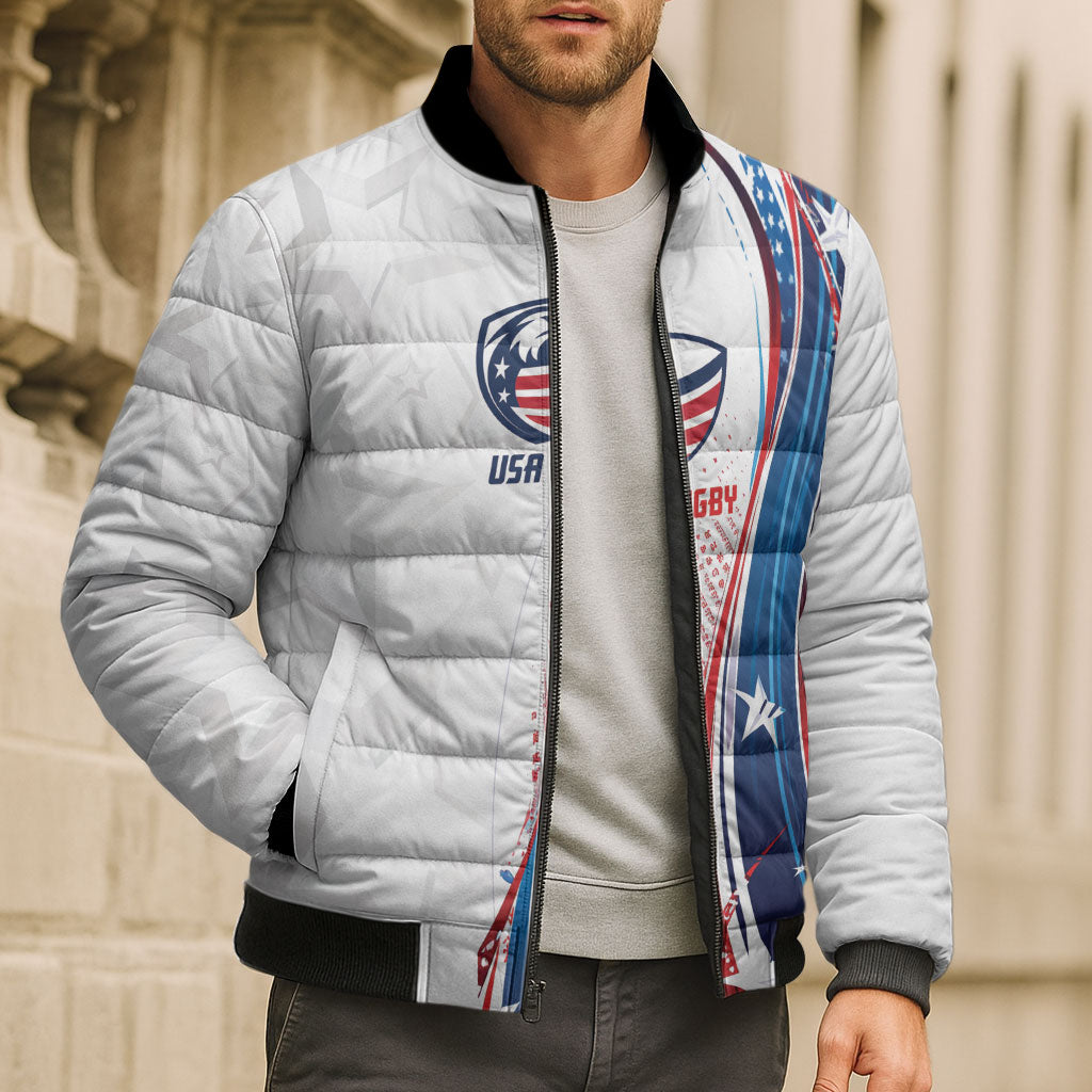 2026 Rugby Nations Series Custom United States Bomber Puffer Jacket Bald Eagle Heritage