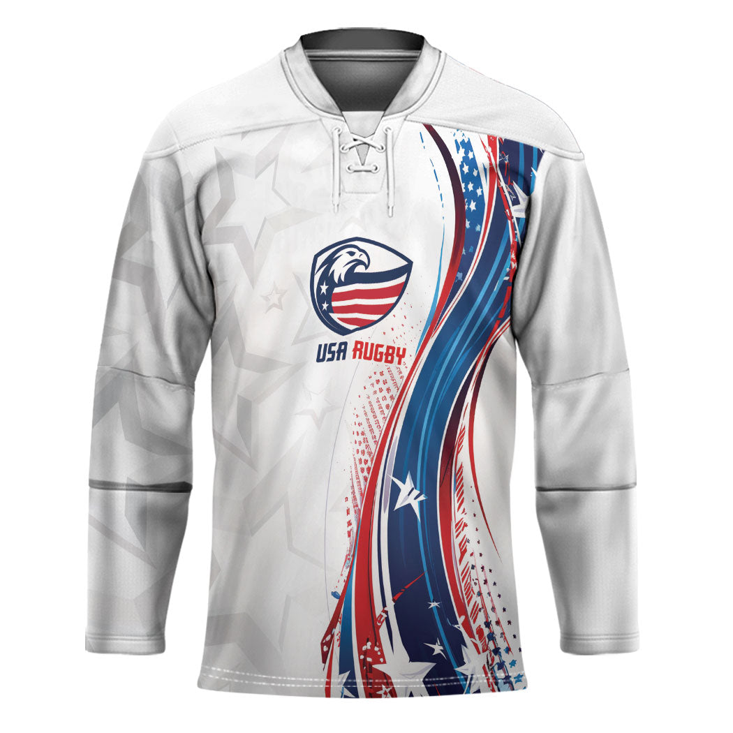 2026 Rugby Nations Series Custom United States Hockey Jersey Bald Eagle Heritage