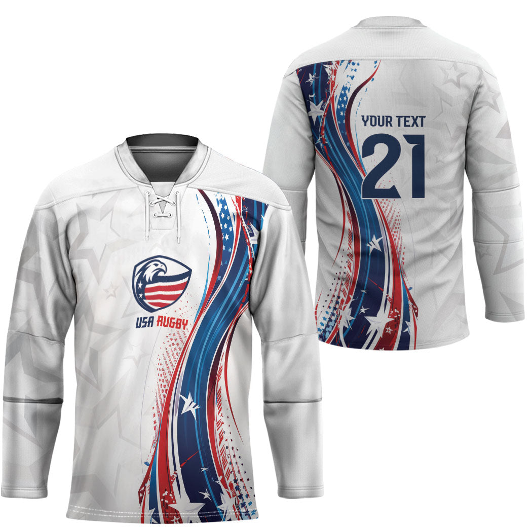 2026 Rugby Nations Series Custom United States Hockey Jersey Bald Eagle Heritage