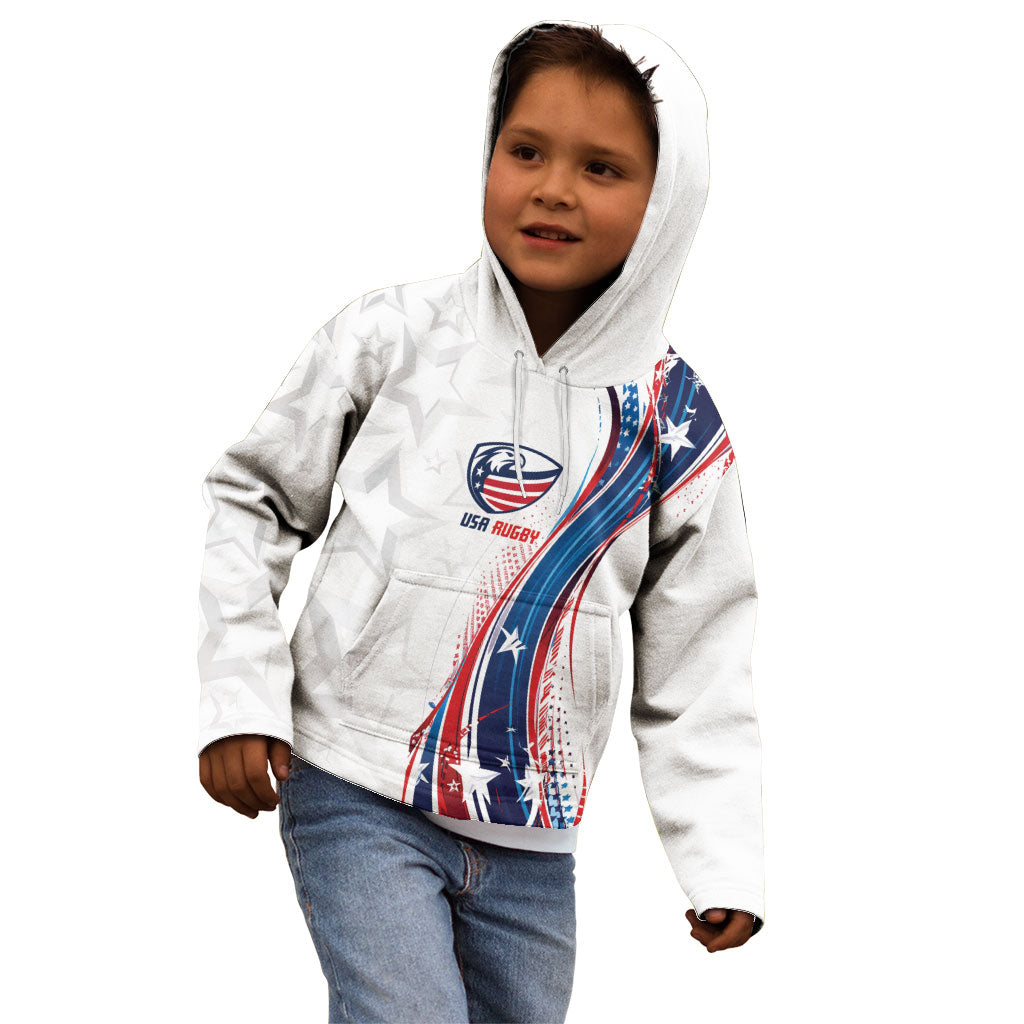 2026 Rugby Nations Series Custom United States Kid Hoodie Bald Eagle Heritage