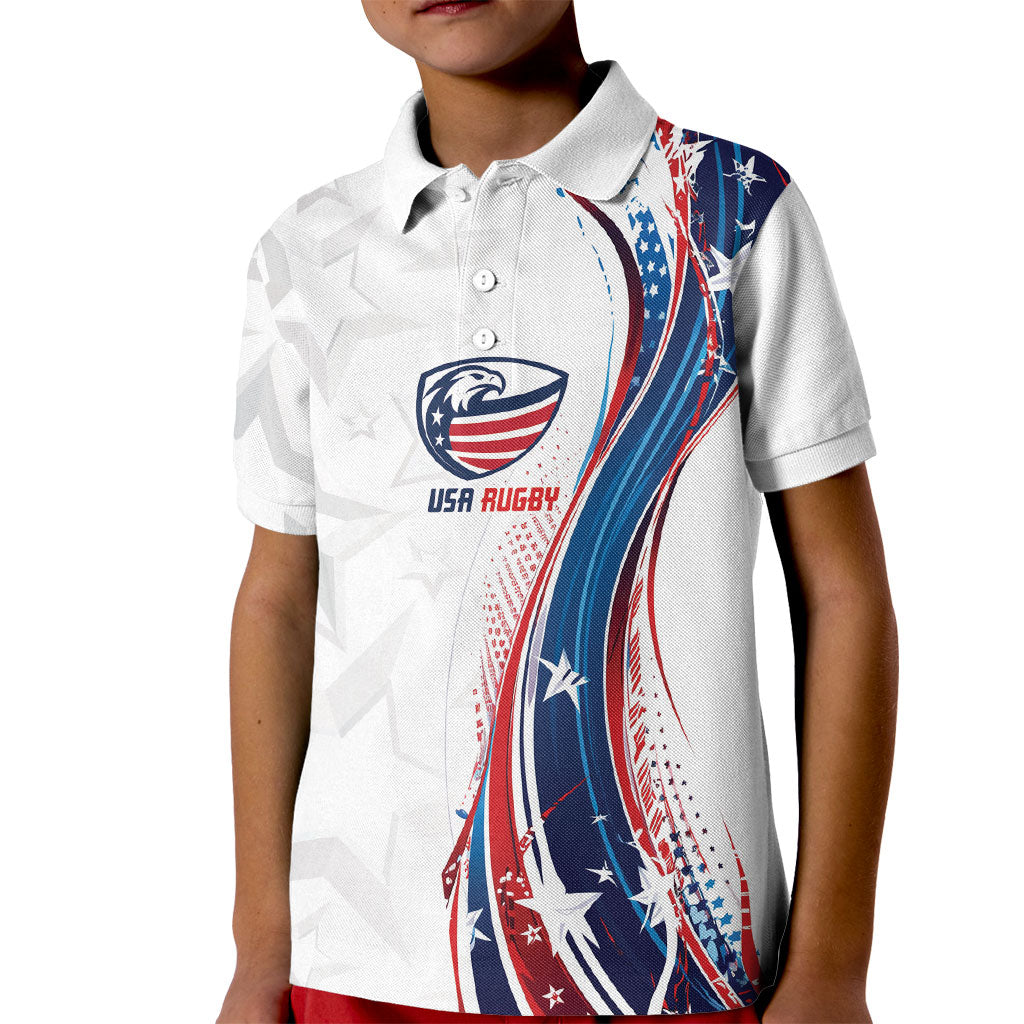 2026 Rugby Nations Series Custom United States Kid Polo Shirt Bald Eagle Heritage