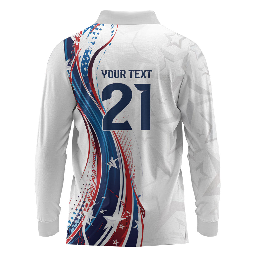 2026 Rugby Nations Series Custom United States Long Sleeve Polo Shirt Bald Eagle Heritage