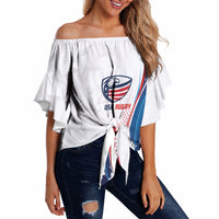 2026 Rugby Nations Series Custom United States Off Shoulder Wrap Waist Top Bald Eagle Heritage