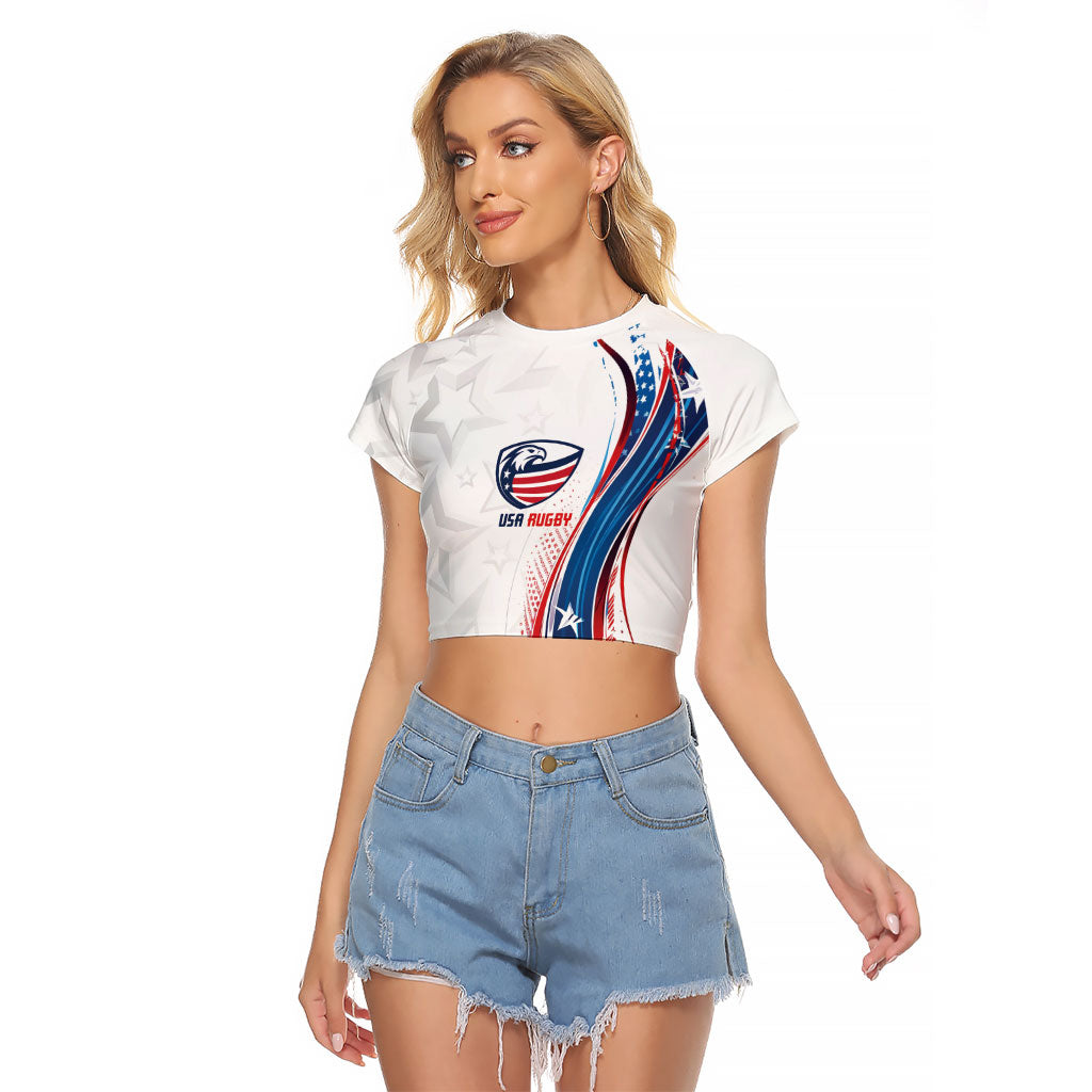 2026 Rugby Nations Series Custom United States Raglan Cropped T Shirt Bald Eagle Heritage