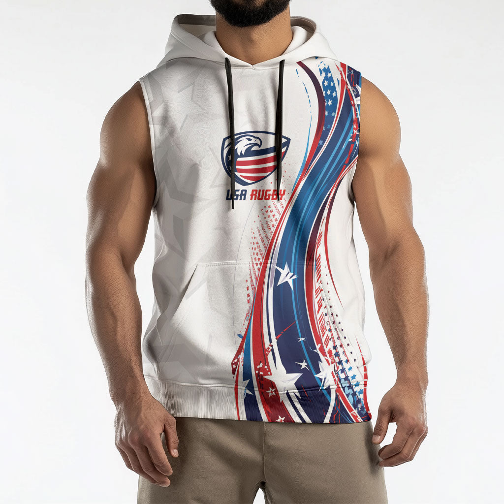 2026 Rugby Nations Series Custom United States Sleeveless Hoodie Bald Eagle Heritage