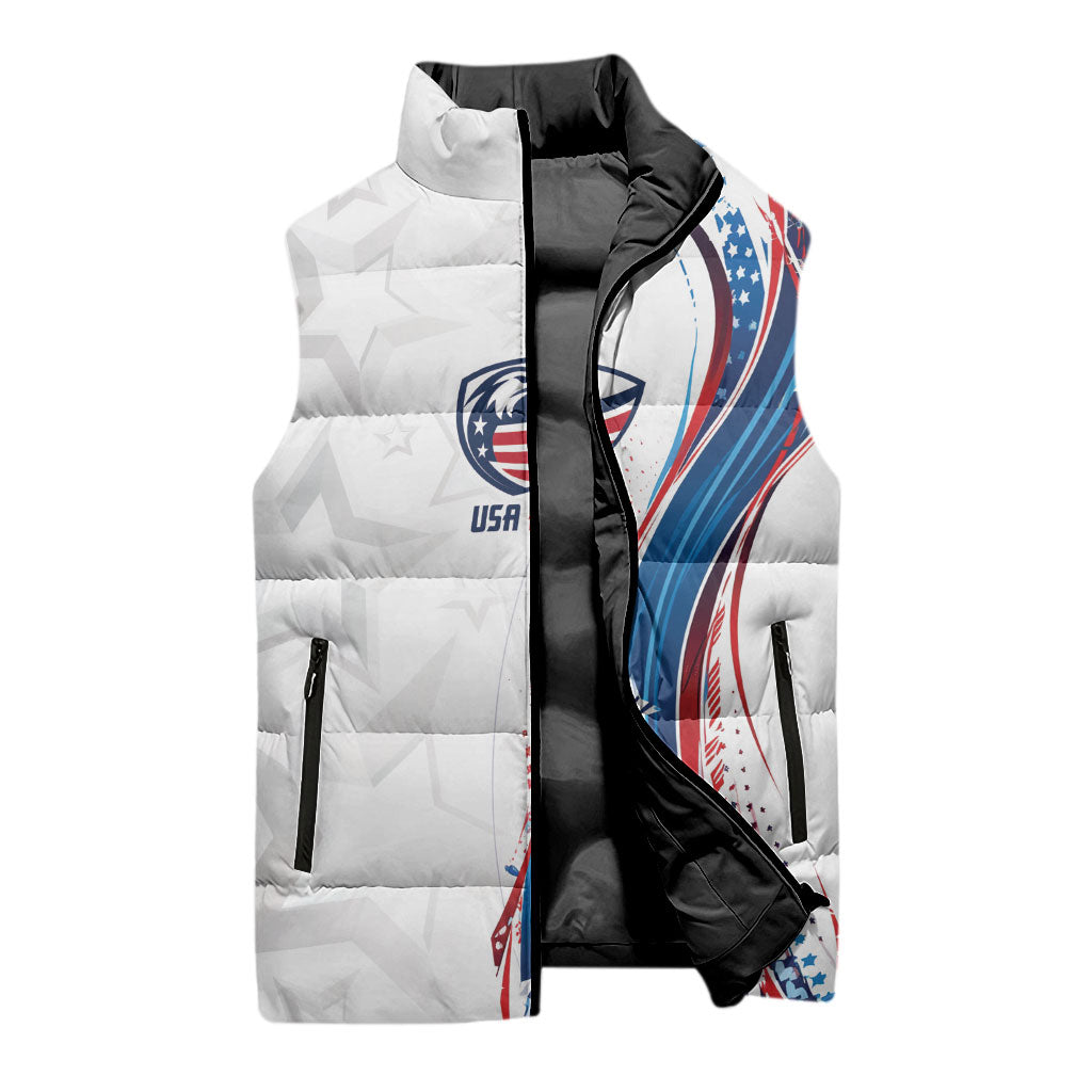 2026 Rugby Nations Series Custom United States Sleeveless Puffer Jacket Bald Eagle Heritage