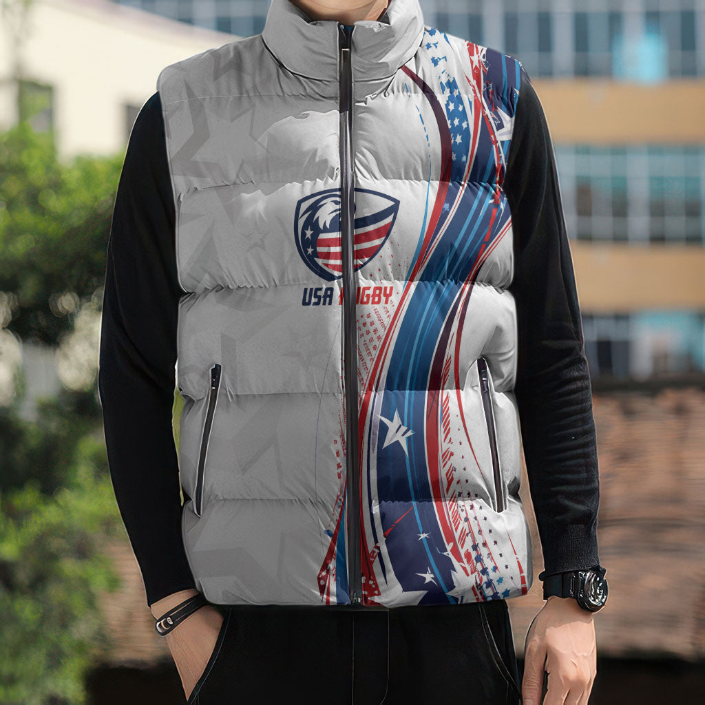 2026 Rugby Nations Series Custom United States Sleeveless Puffer Jacket Bald Eagle Heritage