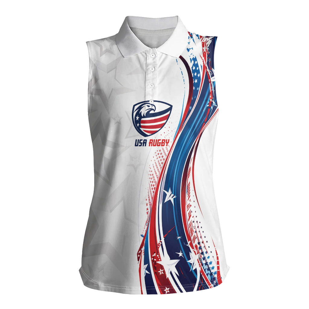 2026 Rugby Nations Series Custom United States Women Sleeveless Polo Shirt Bald Eagle Heritage