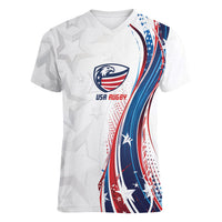 2026 Rugby Nations Series Custom United States Women V-Neck T-Shirt Bald Eagle Heritage