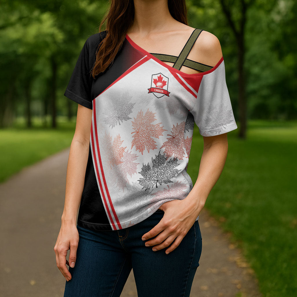 2026 Rugby Nations Series Custom Canada Cross Shoulder Shirt Les Rouges Maple Leaf
