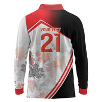 2026 Rugby Nations Series Custom Canada Long Sleeve Polo Shirt Les Rouges Maple Leaf