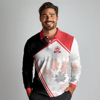 2026 Rugby Nations Series Custom Canada Long Sleeve Polo Shirt Les Rouges Maple Leaf