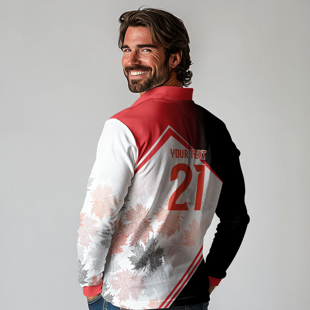 2026 Rugby Nations Series Custom Canada Long Sleeve Polo Shirt Les Rouges Maple Leaf
