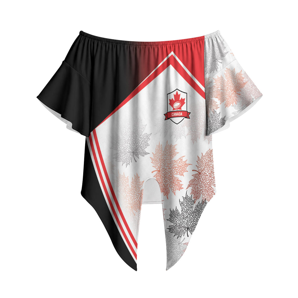 2026 Rugby Nations Series Custom Canada Off Shoulder Wrap Waist Top Les Rouges Maple Leaf