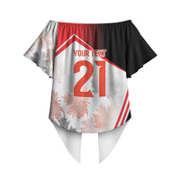 2026 Rugby Nations Series Custom Canada Off Shoulder Wrap Waist Top Les Rouges Maple Leaf