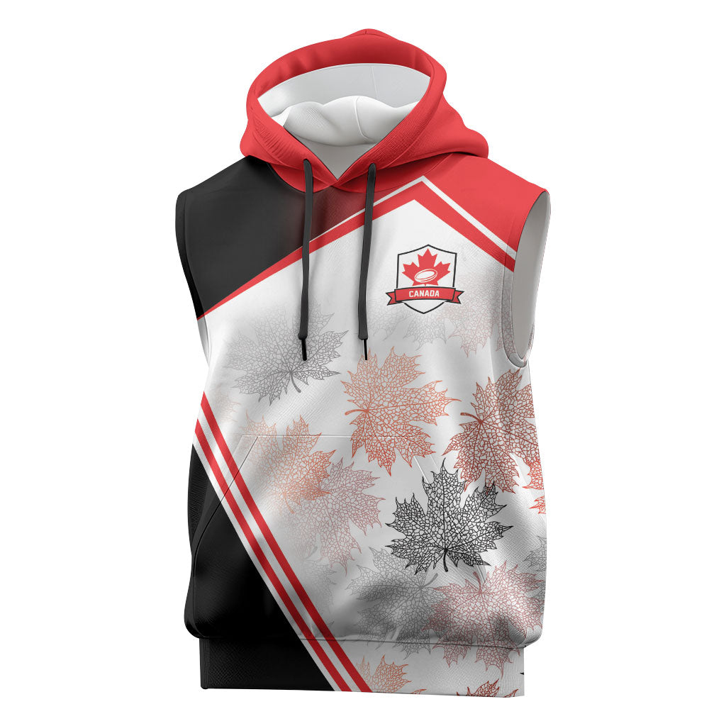 2026 Rugby Nations Series Custom Canada Sleeveless Hoodie Les Rouges Maple Leaf