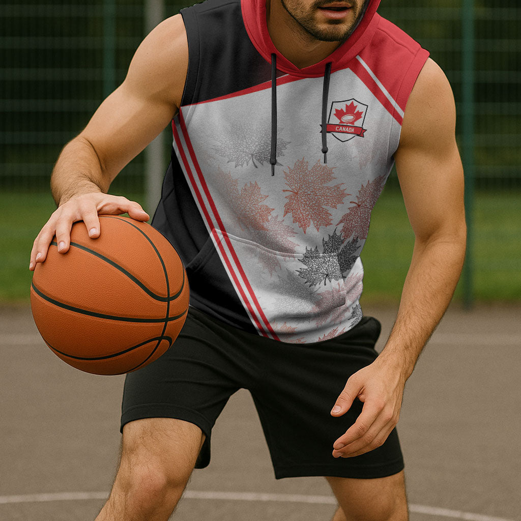 2026 Rugby Nations Series Custom Canada Sleeveless Hoodie Les Rouges Maple Leaf