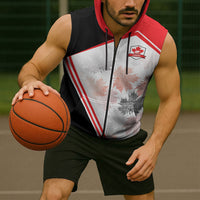 2026 Rugby Nations Series Custom Canada Sleeveless Zip Hoodie Les Rouges Maple Leaf
