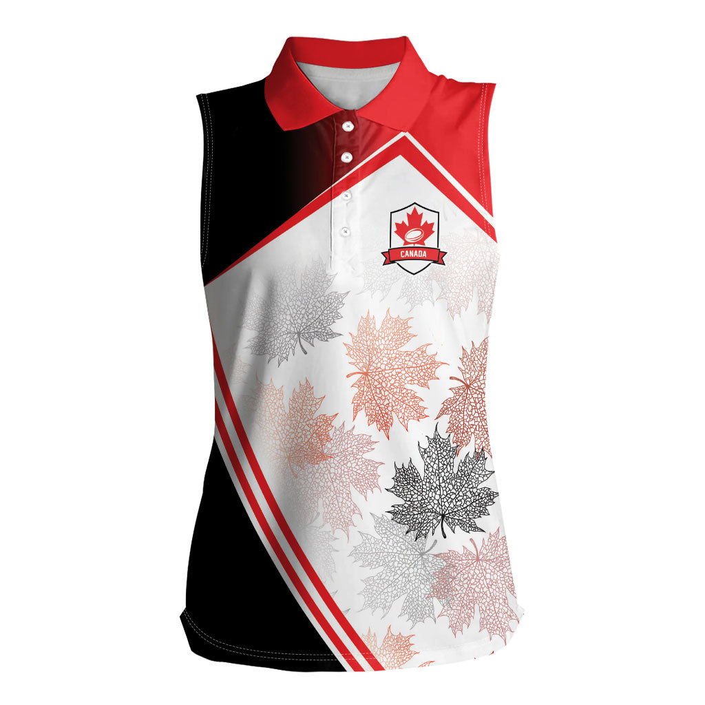 2026 Rugby Nations Series Custom Canada Women Sleeveless Polo Shirt Les Rouges Maple Leaf
